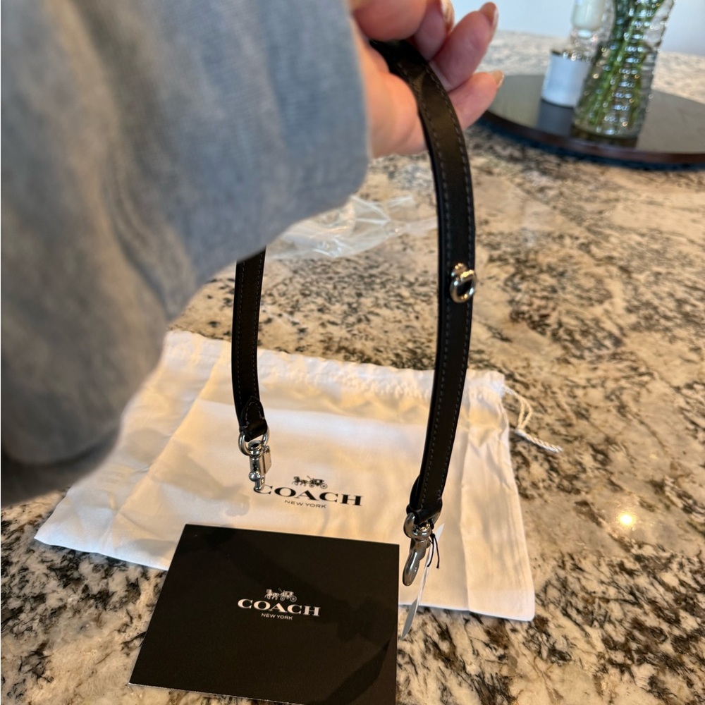 Coach Black Leather Strap with Silver Accent